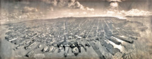 BIRD’S EYE VIEW  
San Francisco 1906, photographed using a kite-mounted camera.