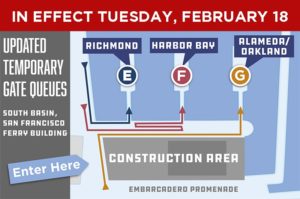 Ferry Gate and Queue Changes in Downtown S.F. Coming Tuesday, Feb. 18